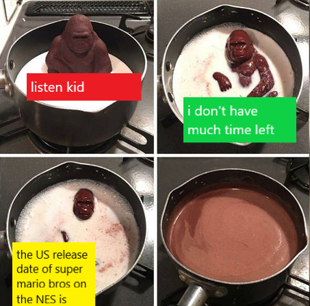 four pictures of a pan with a chocolate pudding in it