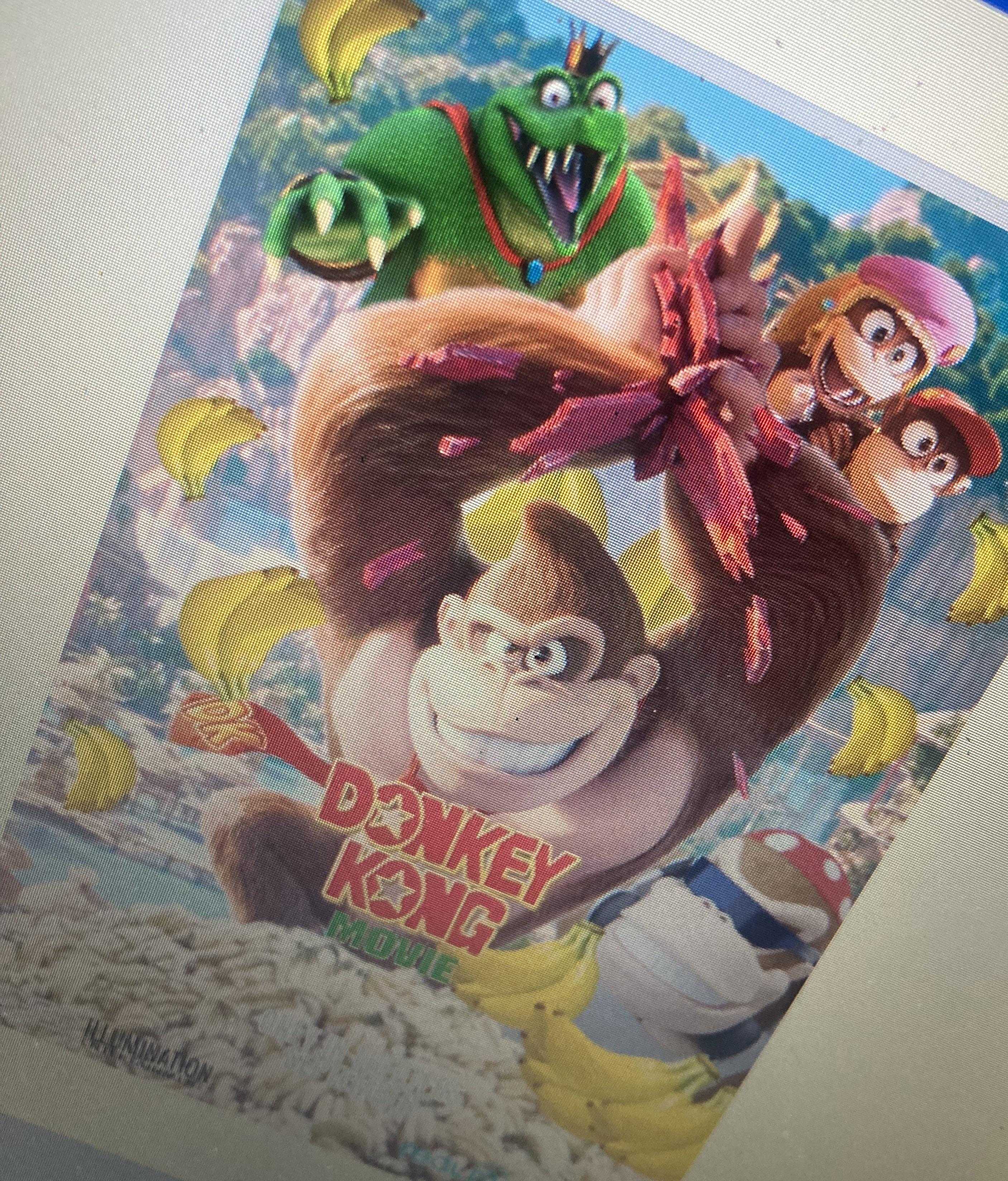 there is a poster of donkey kong with a bunch of bananas