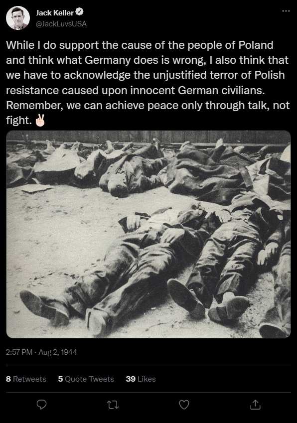 a screenshot of a twee with a picture of a group of soldiers laying on the ground