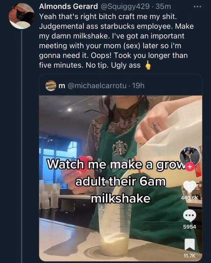 someone is making a drink with a straw and milk shake