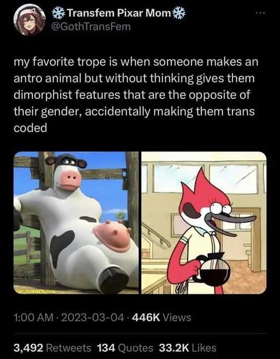 a screenshot of a cartoon character with a caption of a cow