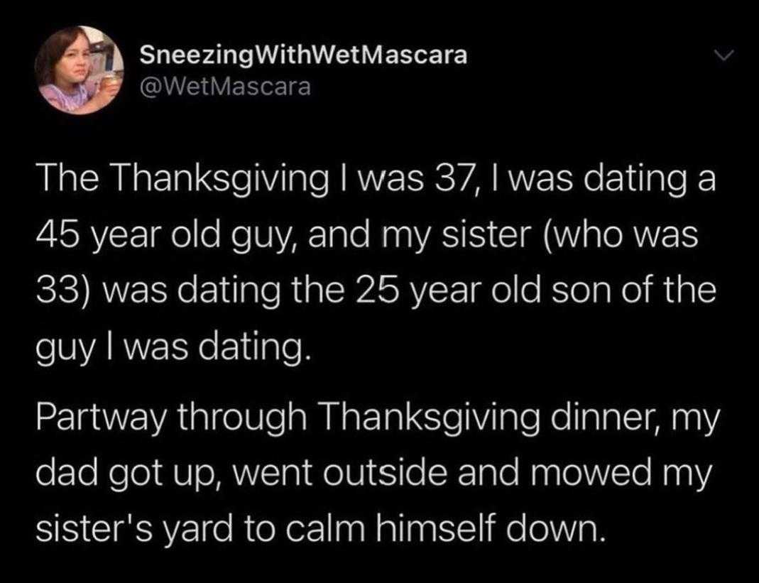 a tweeing message from a woman who is about to give her a thanksgiving dinner