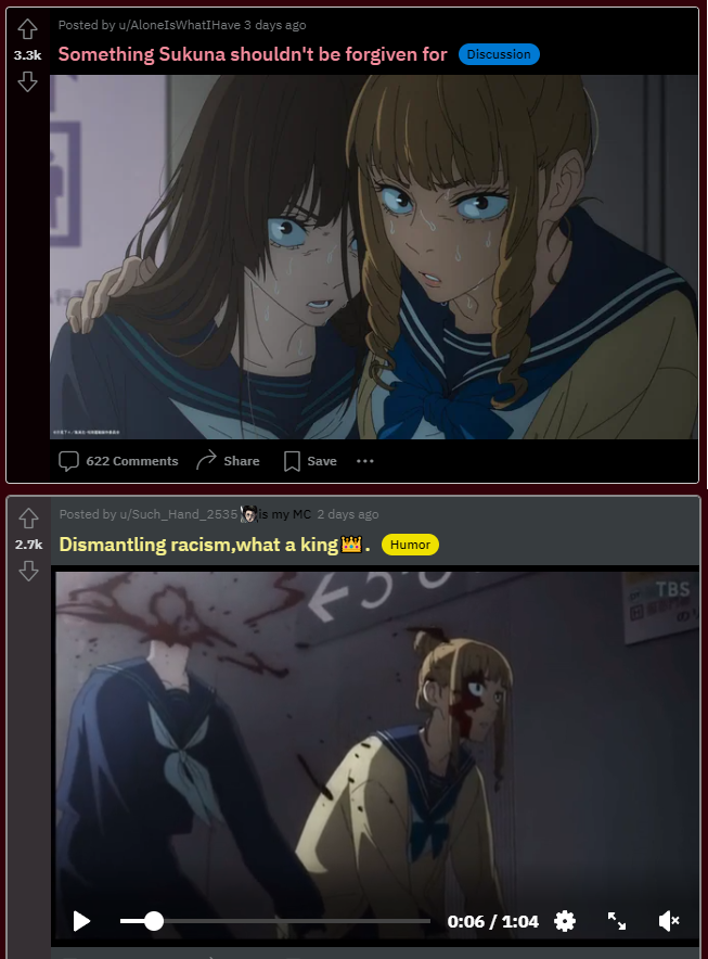 a screenshot of a couple of anime characters with a caption