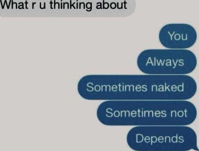 text message from a guy asking to his girlfriend what ' d thinking about