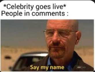 a picture taken from a facebook account of a man with a caption saying, ' celebrity goes live people