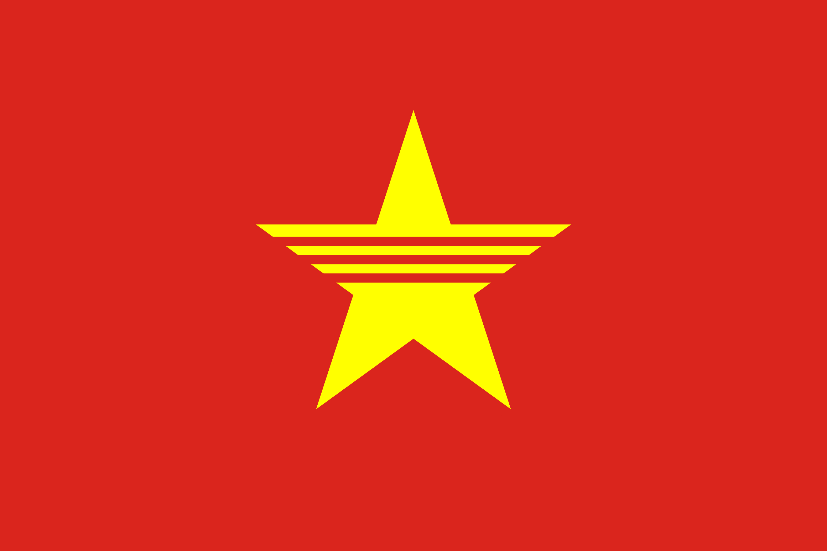 a red and yellow star with a yellow stripe on it