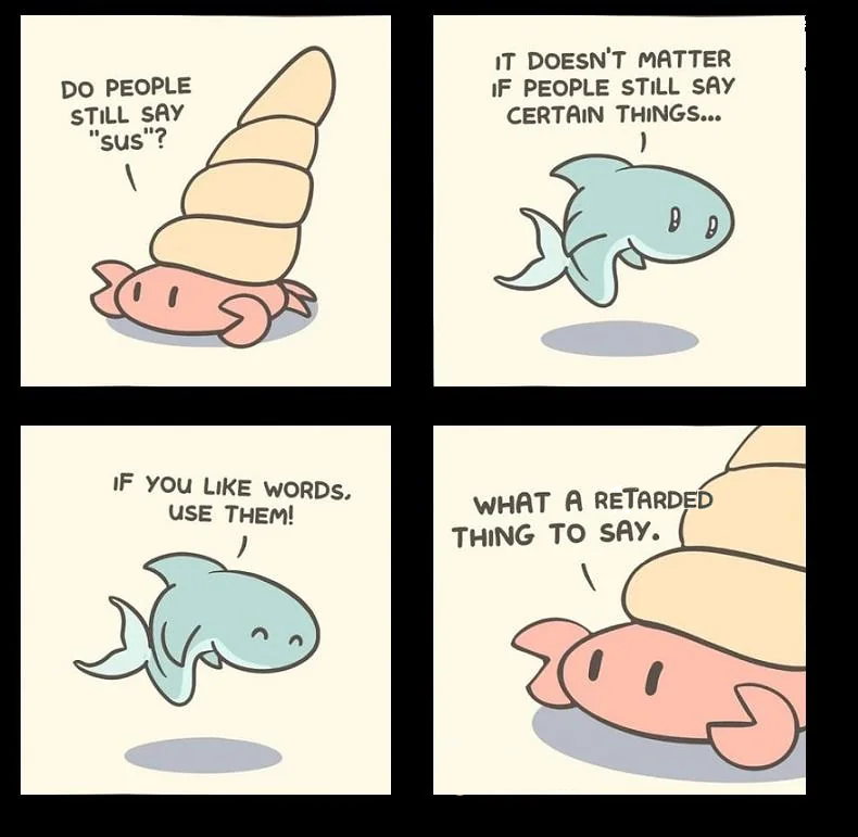 a cartoon of a fish and a fish with a caption saying it doesn ' t matter