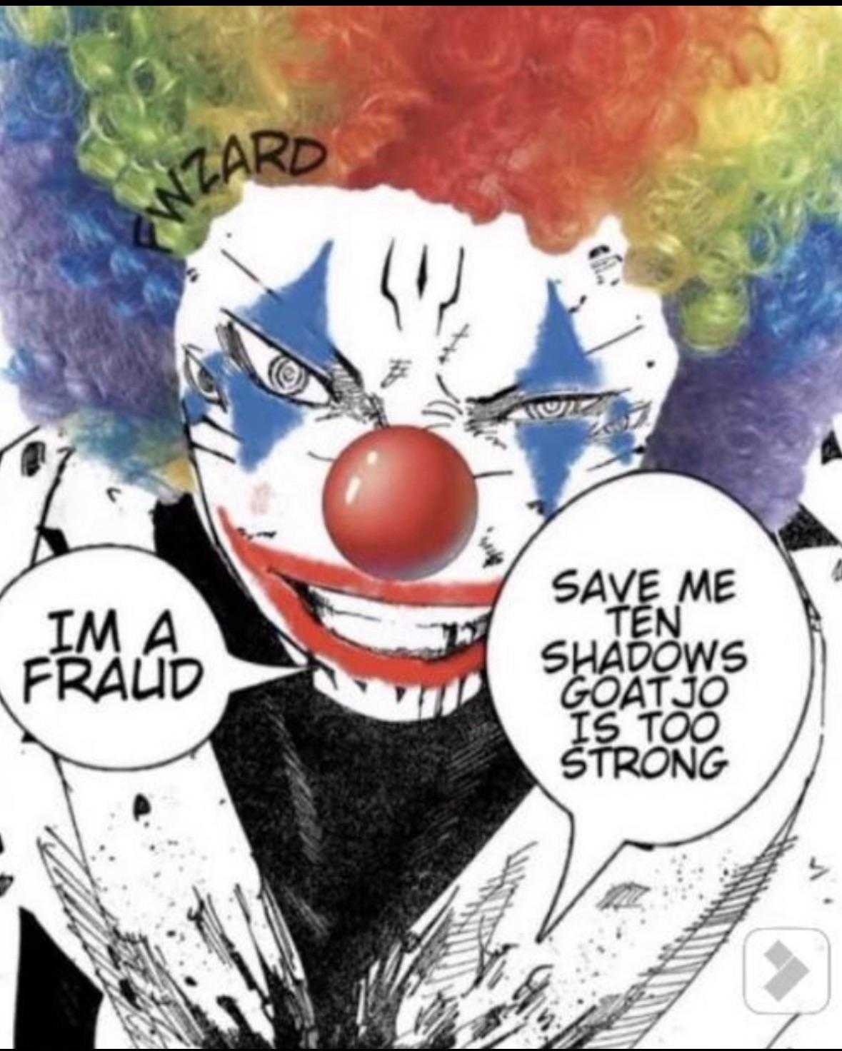 a close up of a clown with a speech bubble saying i ' m afraid