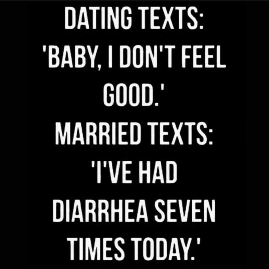 a black and white photo of a text that reads, dating texts baby, i don ' t feel good