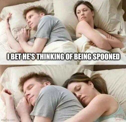 couple sleeping in bed with caption of being sponsored