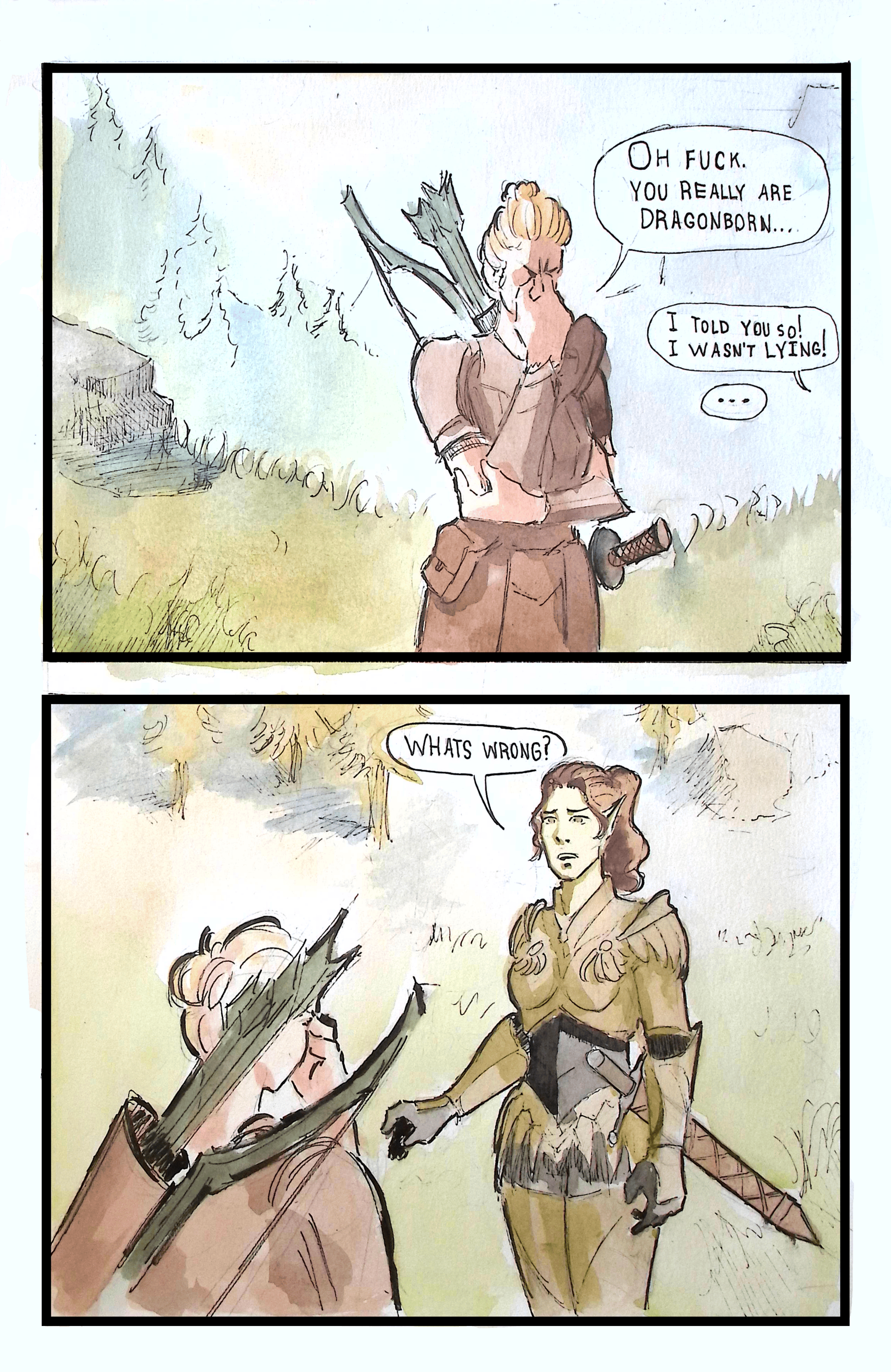 there are two comics of a woman with a gun and a man with a bow