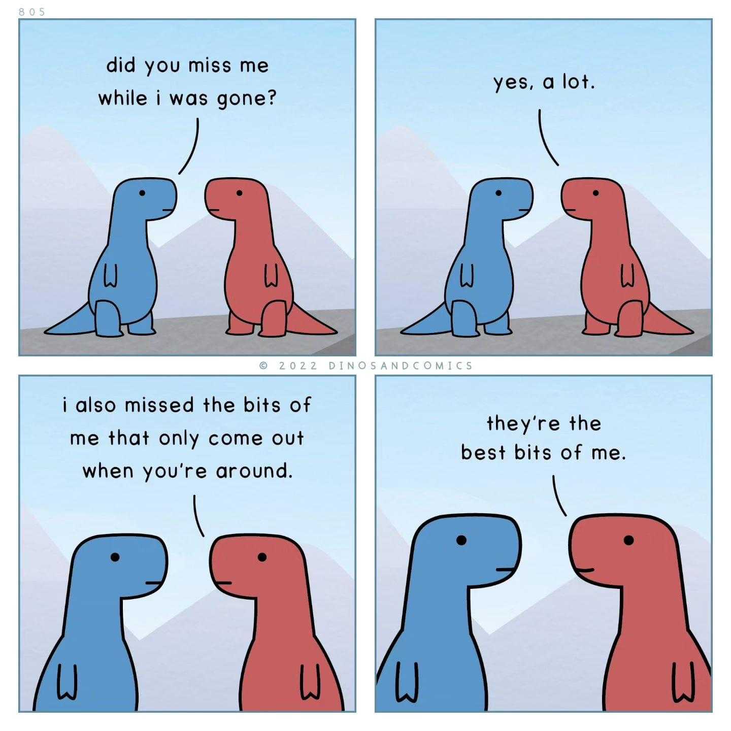 a cartoon of a dinosaur talking to another dinosaur about something