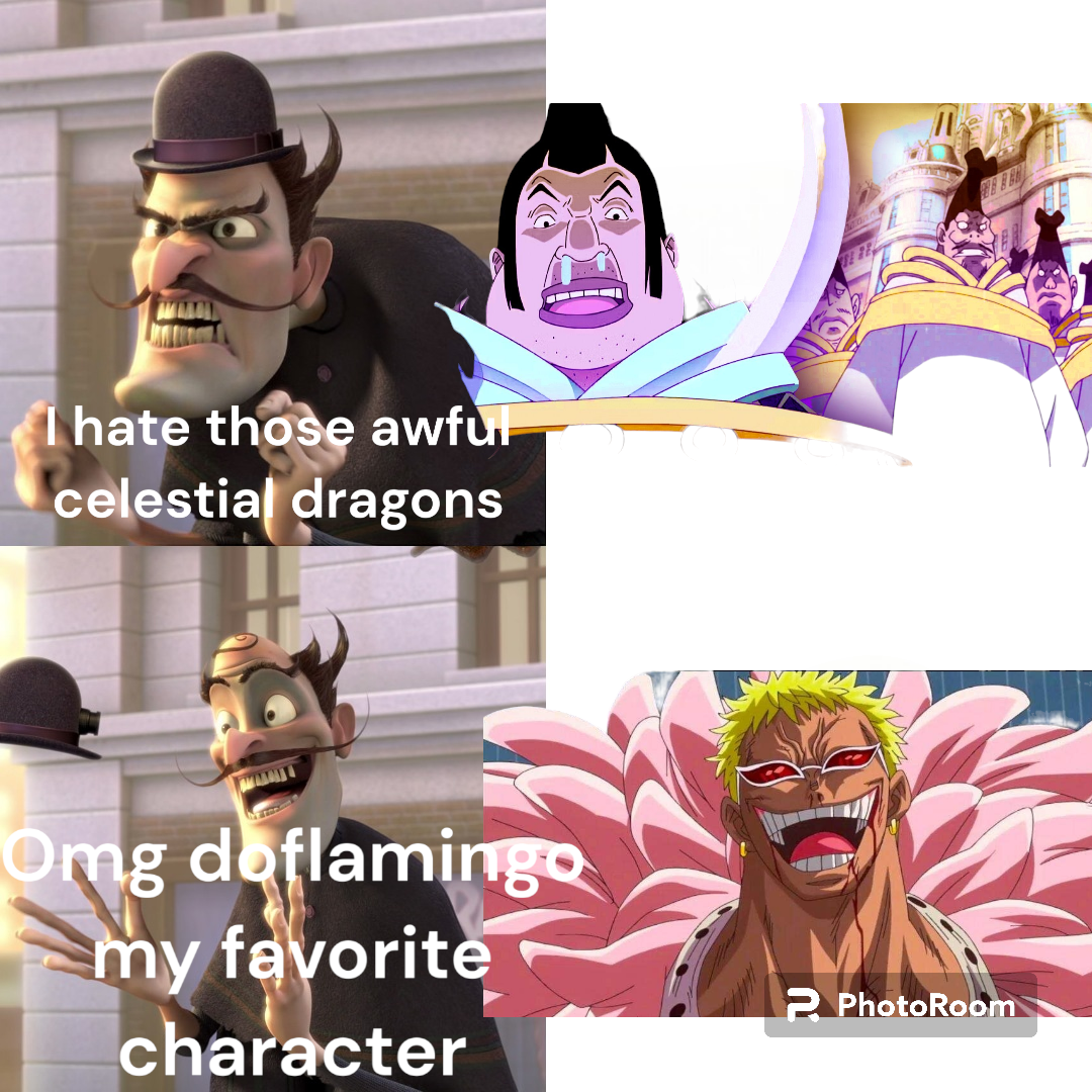 there are four pictures of a man with a hat and a dragon