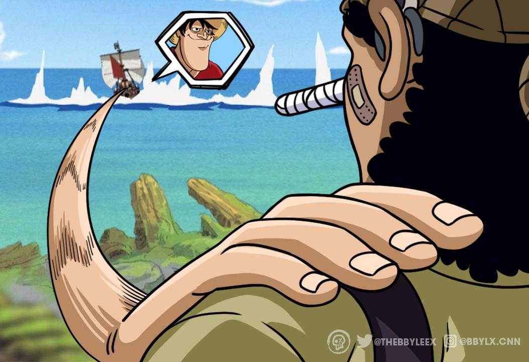 cartoon of a man smoking a cigarette in front of a boat