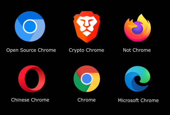 a close up of a bunch of different browsers on a black background