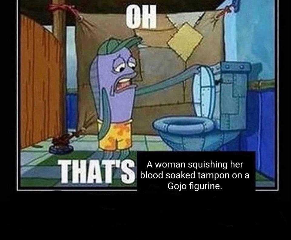 cartoon of a woman squishing her blood in a bathroom