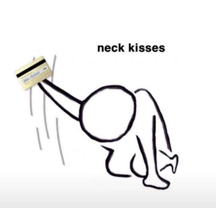 cartoon of a man holding a credit card and a neck kiss