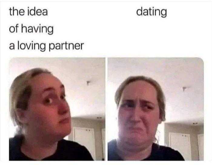 two pictures of a woman with a man ' s face and the caption of the idea of having a loving partner