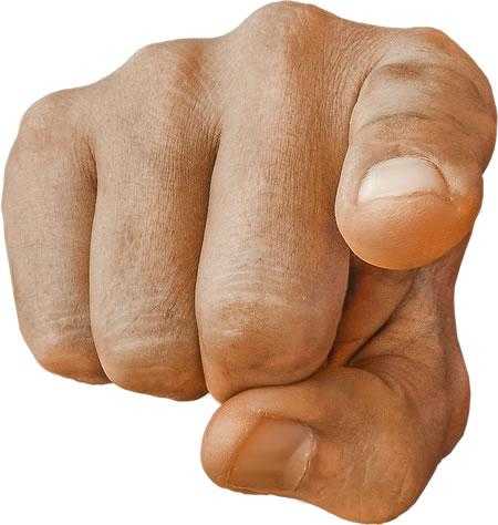 a close up of a person ' s fist with a white background