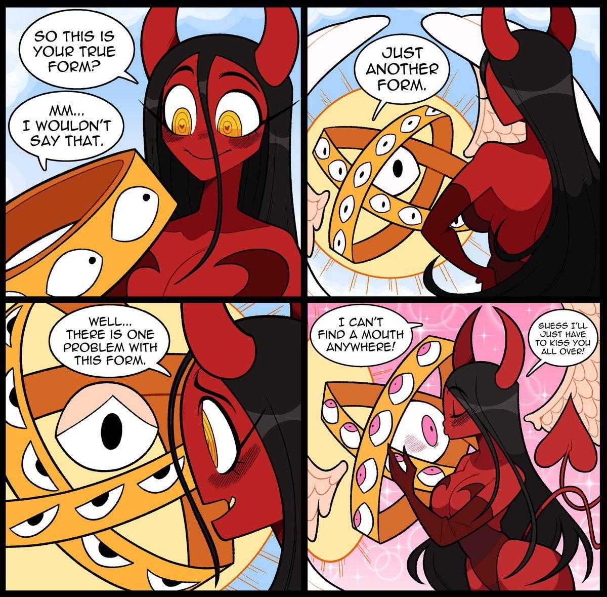 a cartoon comic strip with a comic strip of a devil and a demon