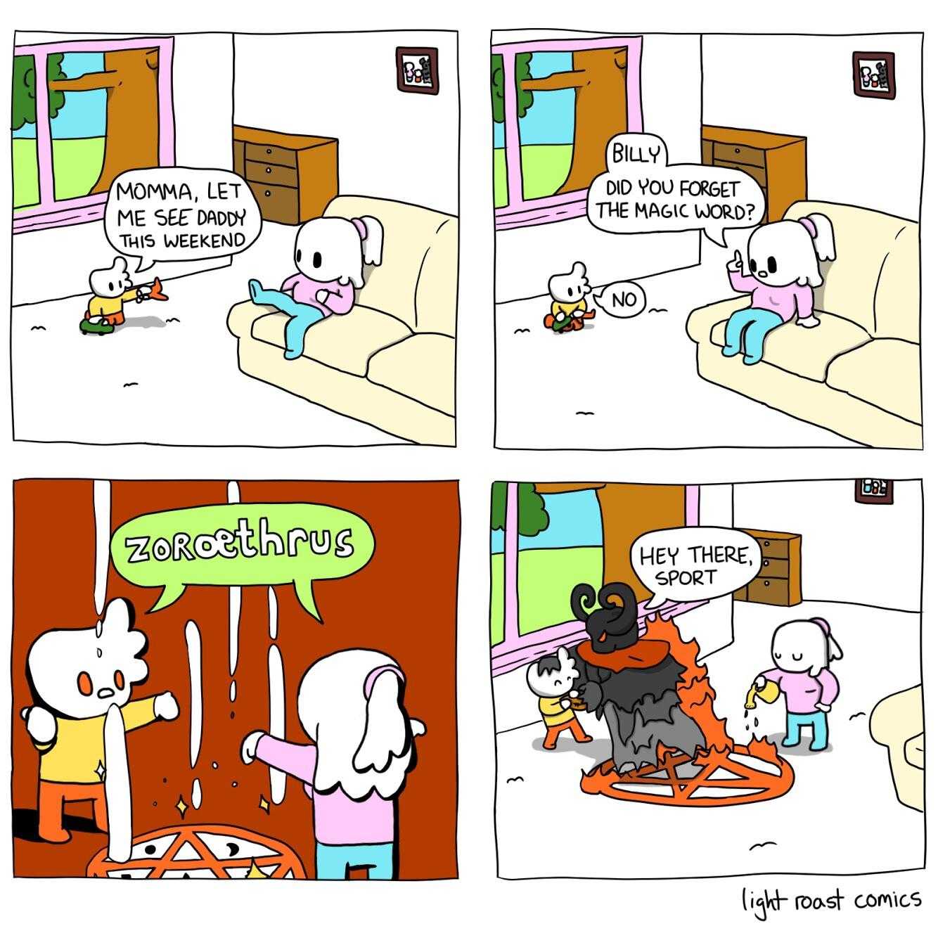 a cartoon of a comic strip with a cat and a dog