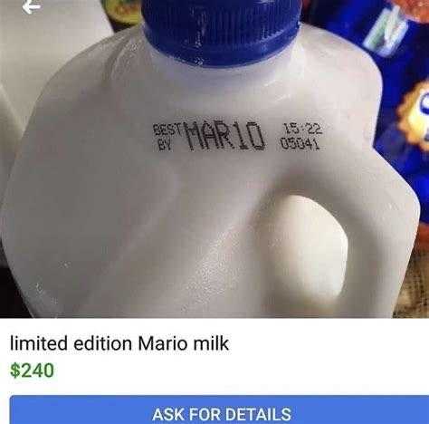 a close up of a bottle of milk with a price tag on it