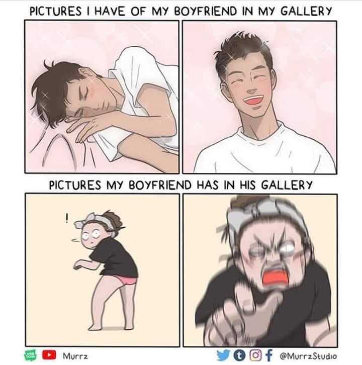 a cartoon of a boy and girl in different poses