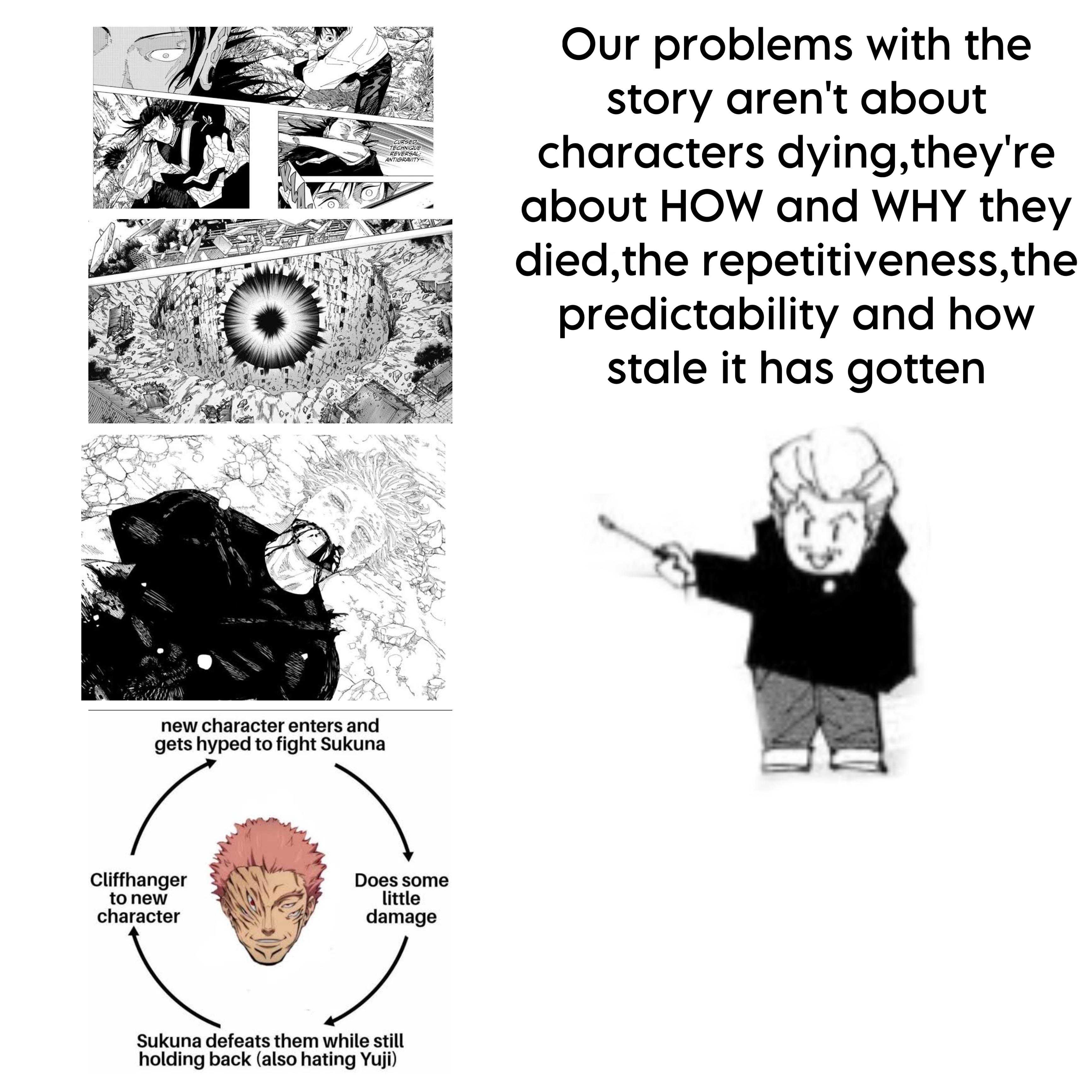 anime characters are depicted in a comic strip with caption