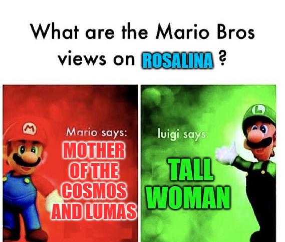 a picture taken from a video game with a caption of mario bros and rosanna