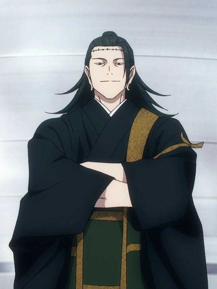 anime character with long black hair and a black robe