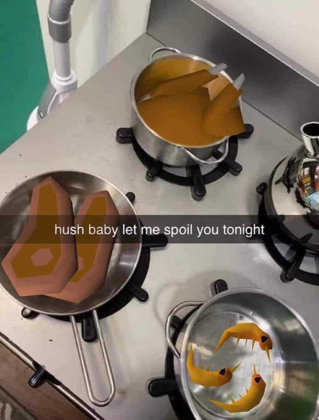 there is a pot of soup on the stove with a spoon