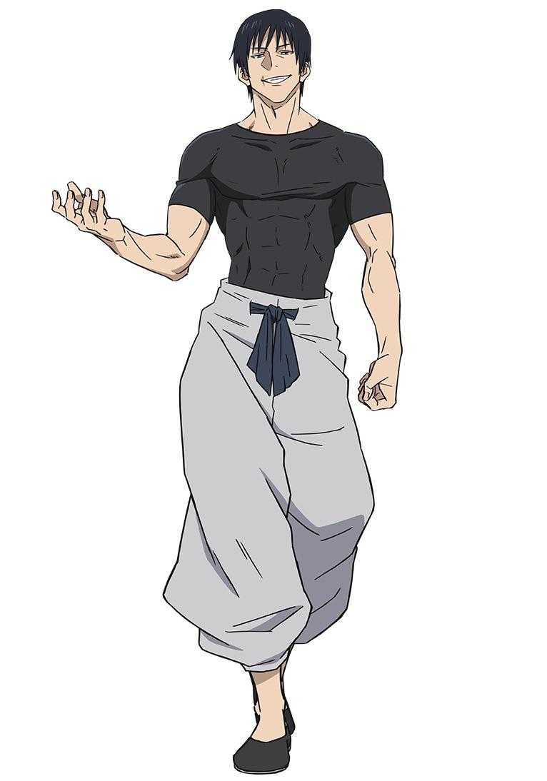 a drawing of a man in a black shirt and grey pants