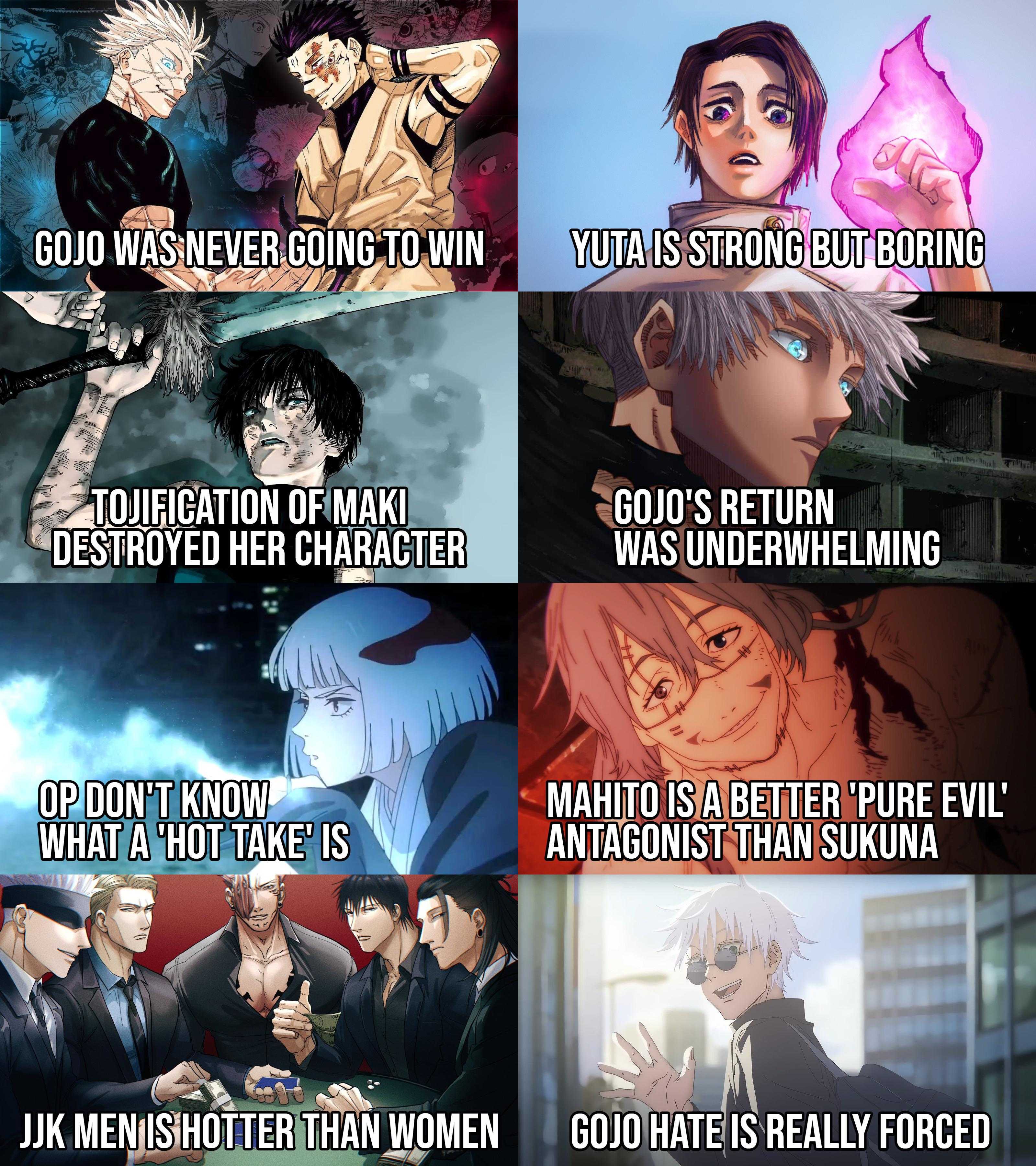 a close up of a bunch of anime characters with captions