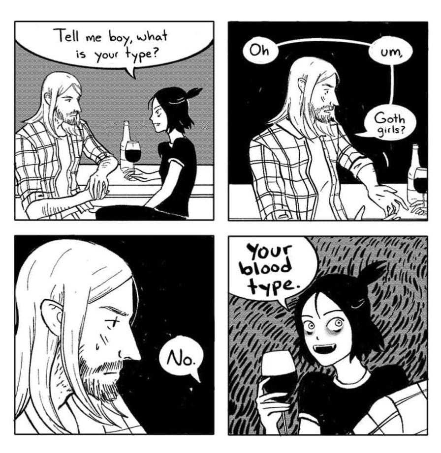 a comic strip with a woman and a man talking to each other