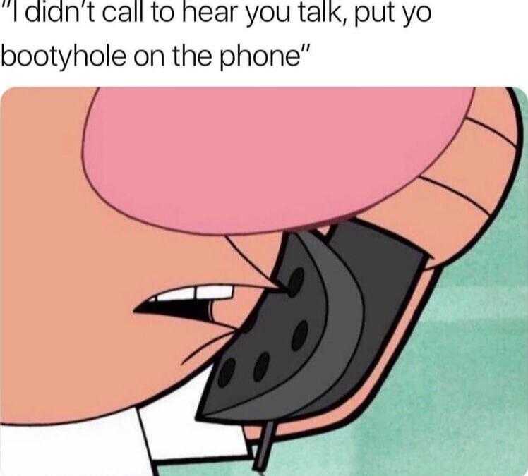 cartoon of a man talking on a cell phone with a caption of a cartoon character