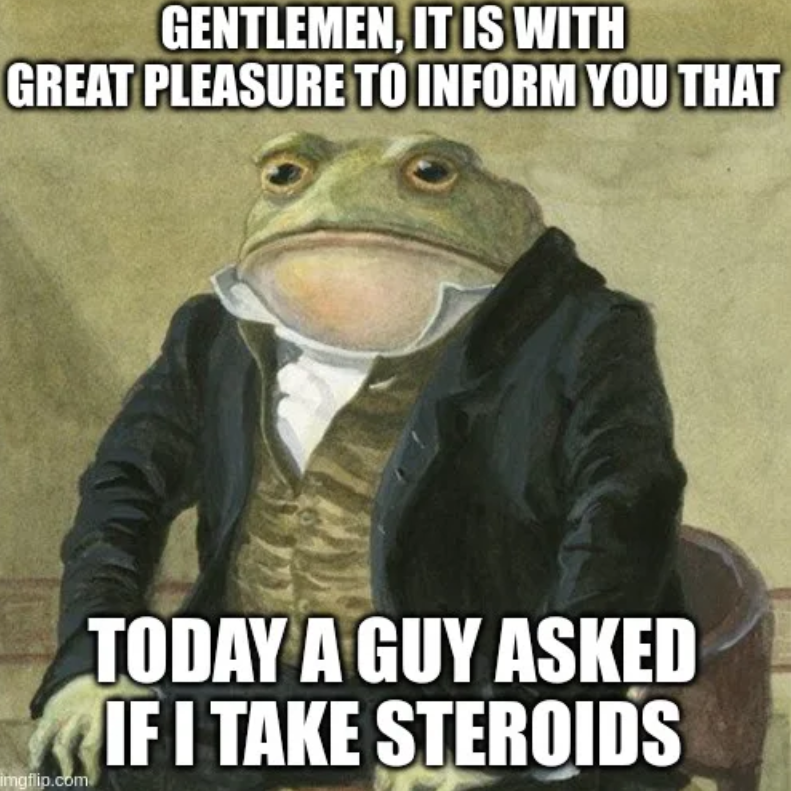 a frog in a suit sitting on a chair with a caption saying gentlemen it is with great pleasure to