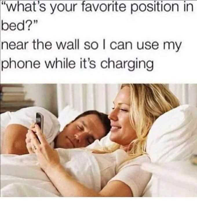 araffes, phone, and what what ' s your favorite position in bed? the wall so i can use my phone while it ' s charging