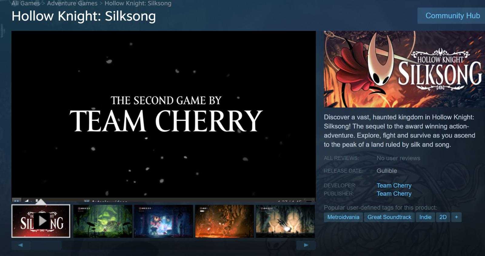 a screenshot of a video game with a team cherry