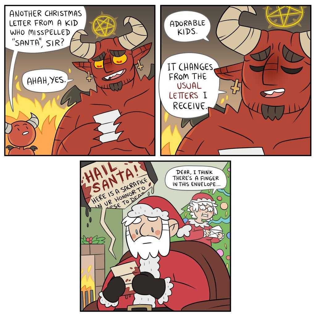 a cartoon of a comic strip with a devil and a devil