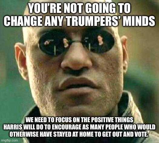 a man in sunglasses with a caption saying you ' re not going to change any trumpets minds