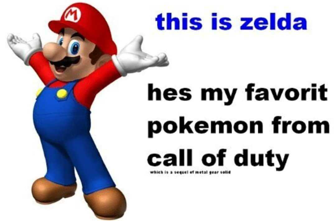 a close up of a nintendo mario bros character with a caption