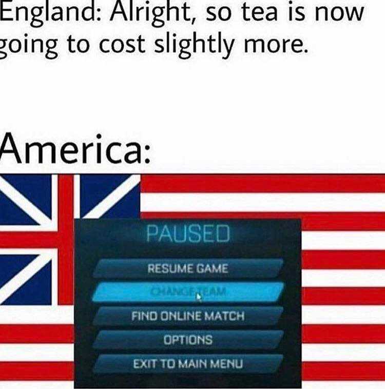 a close up of a flag with a text that reads england alright, so tea is now going to cost slightly more america