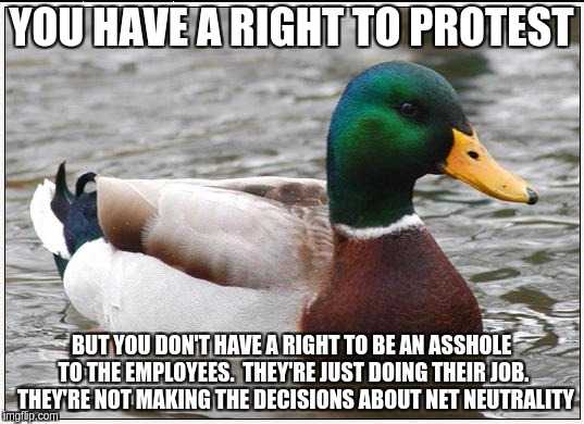 araff duck in the water with caption saying you have a right to protest