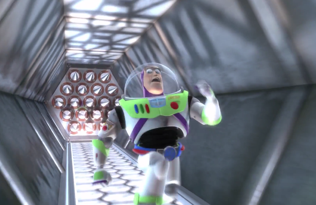 toy story buzz lightyear space suit in a space elevator