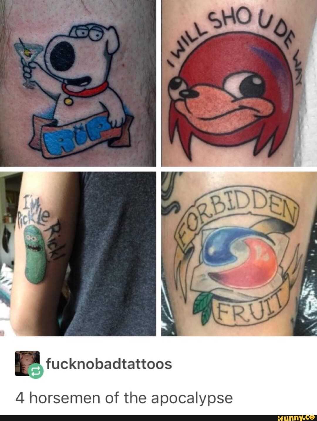 a group of pictures of tattoos of different characters on the arm