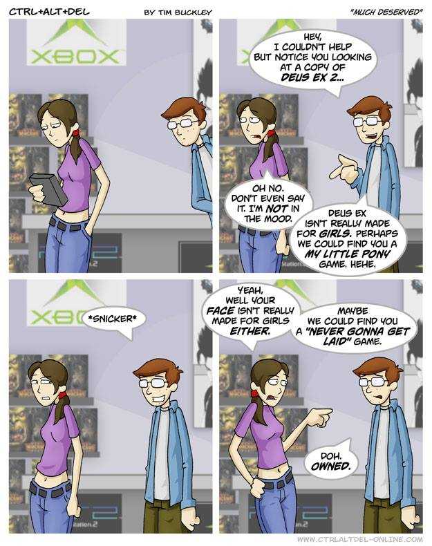 a cartoon of a woman talking to a man about the xbox