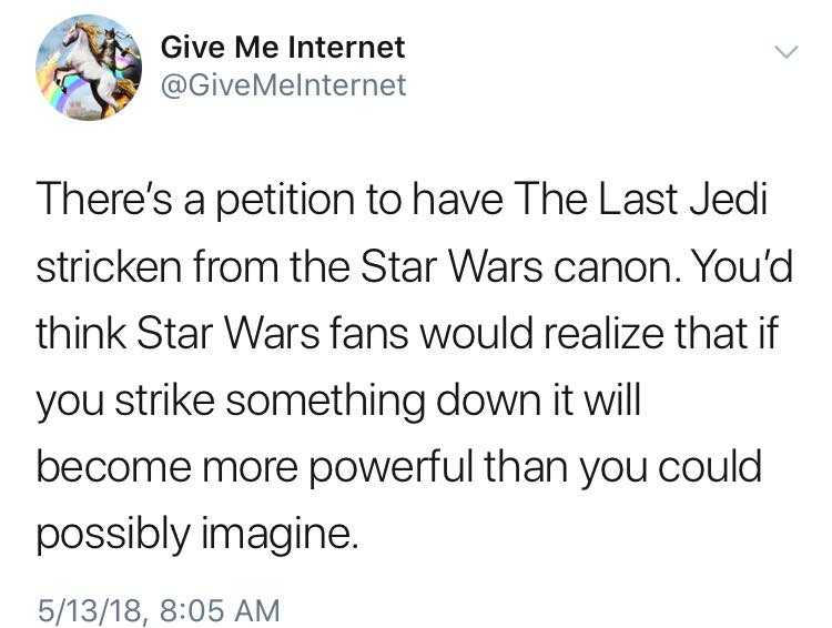 a tweet message from a man who is about to be a star wars fan