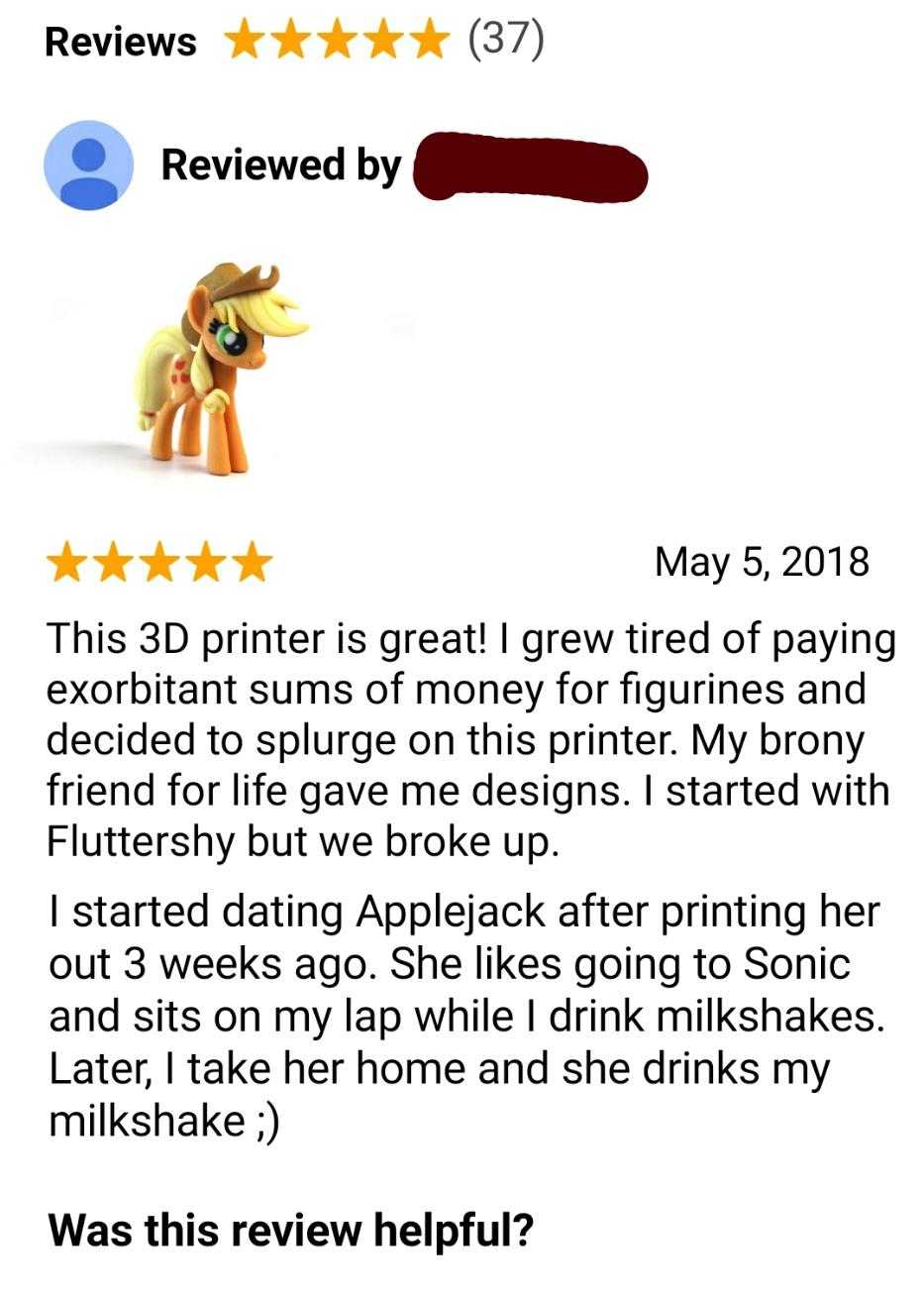 a screenshot of a review of a pony with a text box