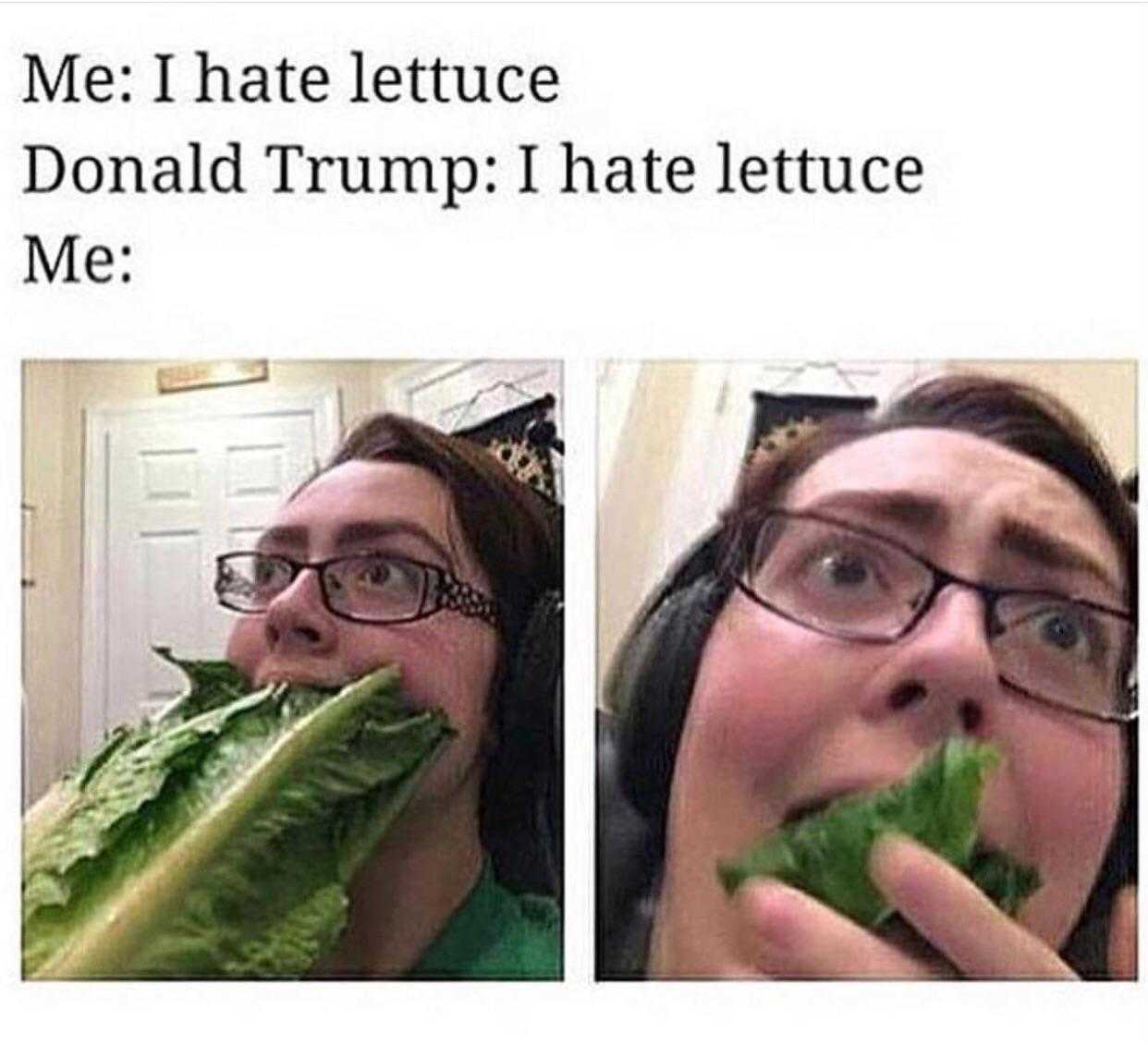 image of a woman eating a lettuce with a caption of the caption