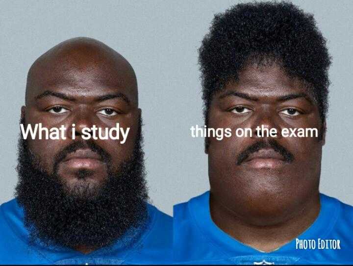 two men with beards and a blue shirt with the words what i study things on the exam